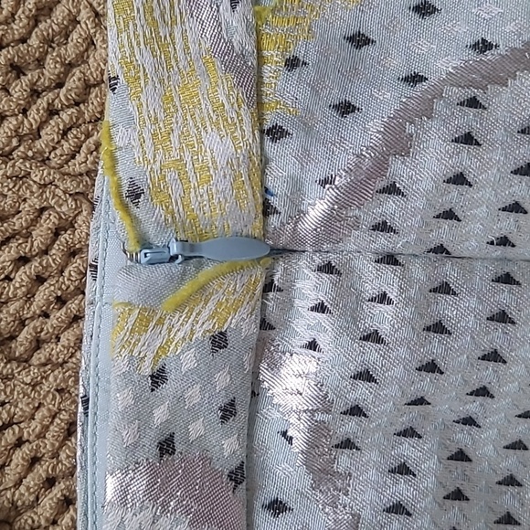 Raoul Cotton Blend Blue, Yellow, & Metallic Silver Printed Pants - Size 8 - Picture 4 of 7